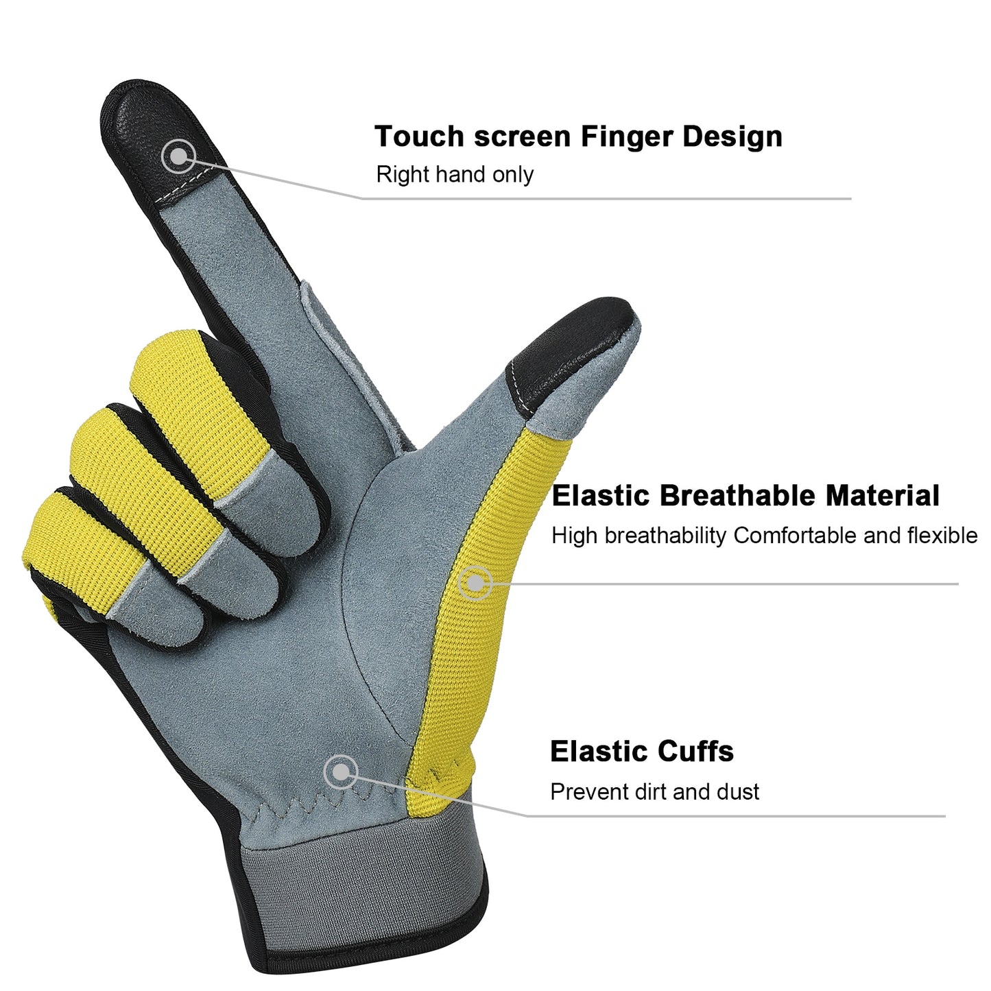 OZERO Gardening Work Gloves Women Deerskin Leather Touch Screen Garden Outdoor Sports Cycling Driving Breathable Fitness Gloves