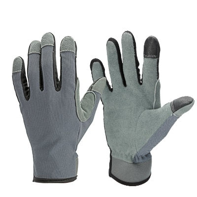OZERO Gardening Work Gloves Women Deerskin Leather Touch Screen Garden Outdoor Sports Cycling Driving Breathable Fitness Gloves