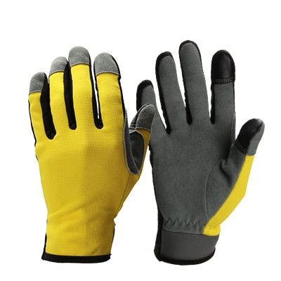OZERO Gardening Work Gloves Women Deerskin Leather Touch Screen Garden Outdoor Sports Cycling Driving Breathable Fitness Gloves